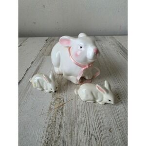 Vintage Midwest Easter Bunny rabbit ceramic statue figurine decor spring